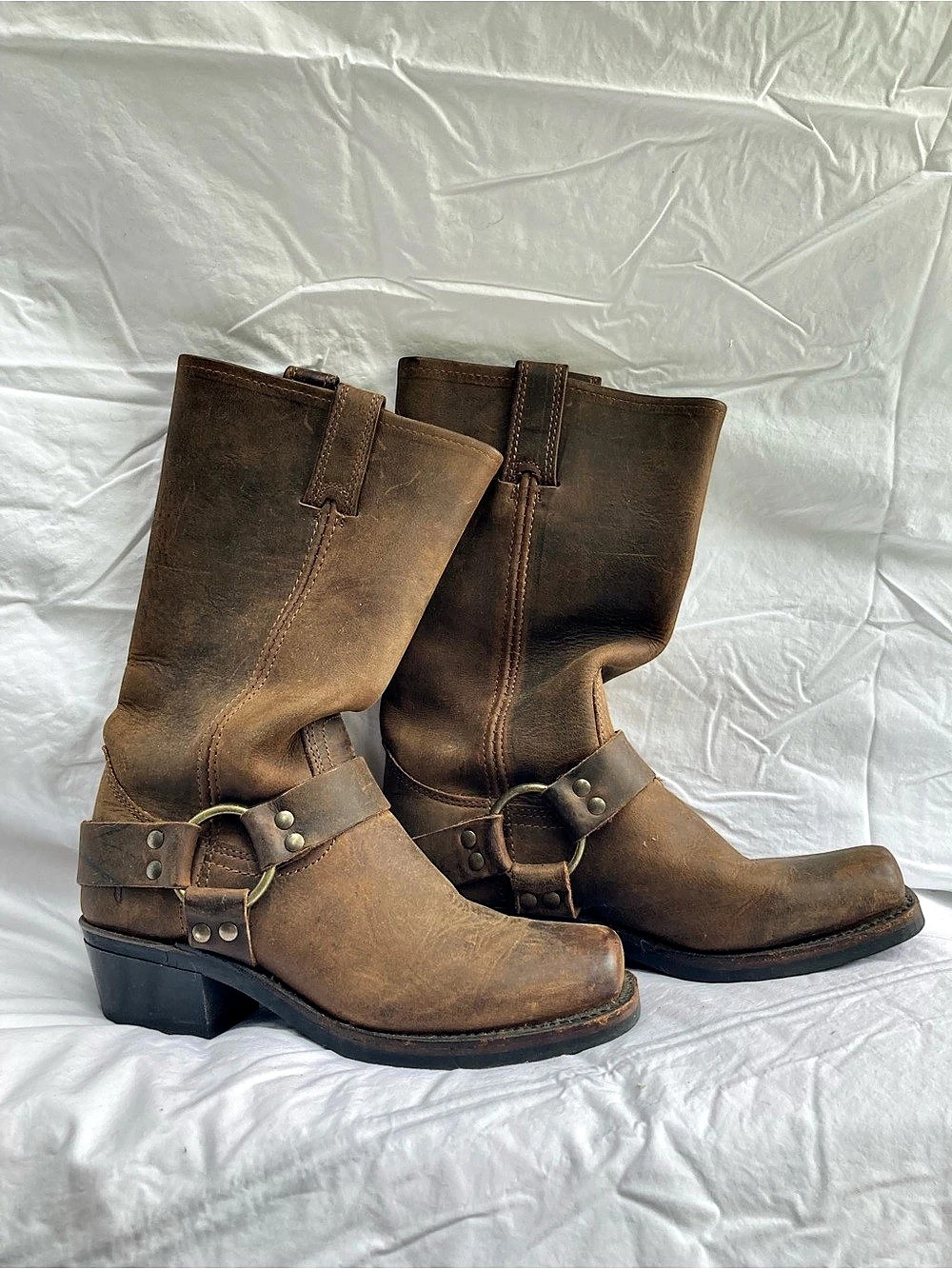Frye 12R Harness Boots 77300-3 Brown USA Square Toe